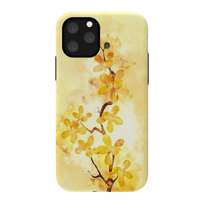 iPhone 11 Pro StrongFit Yellow Tropical Branch by Creativeaxle