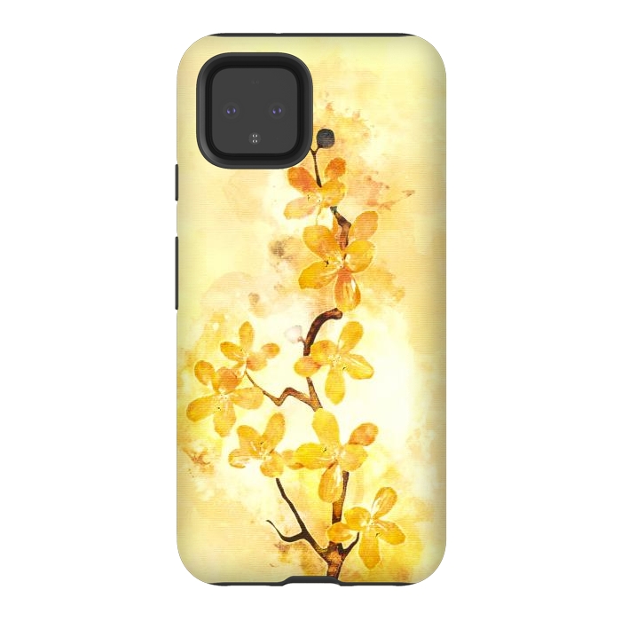 Pixel 4 StrongFit Yellow Tropical Branch by Creativeaxle