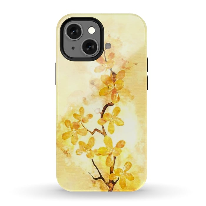 iPhone 12 mini StrongFit Yellow Tropical Branch by Creativeaxle