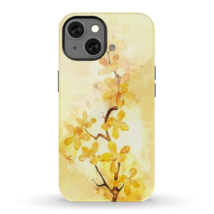 iPhone 13 StrongFit Yellow Tropical Branch by Creativeaxle