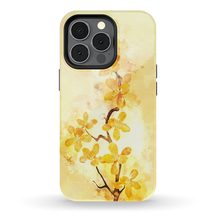 iPhone 13 pro StrongFit Yellow Tropical Branch by Creativeaxle