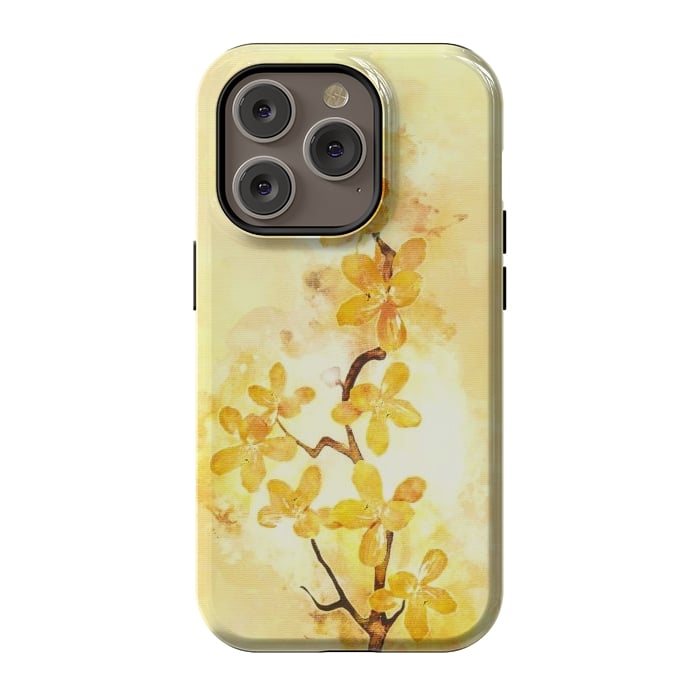 iPhone 14 Pro StrongFit Yellow Tropical Branch by Creativeaxle