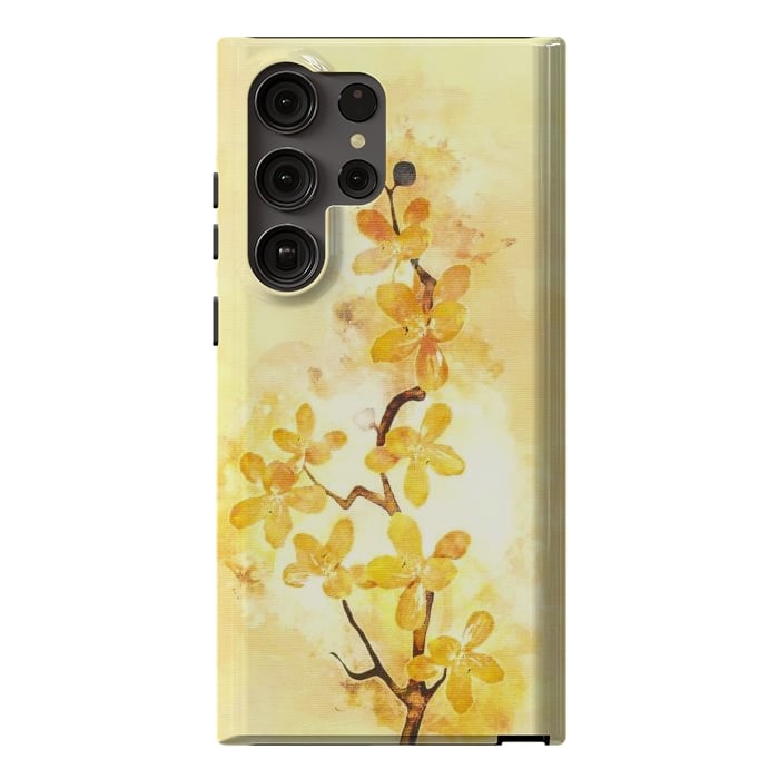 Galaxy S23 Ultra StrongFit Yellow Tropical Branch by Creativeaxle