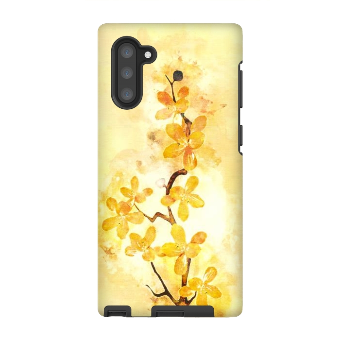 Galaxy Note 10 StrongFit Yellow Tropical Branch by Creativeaxle