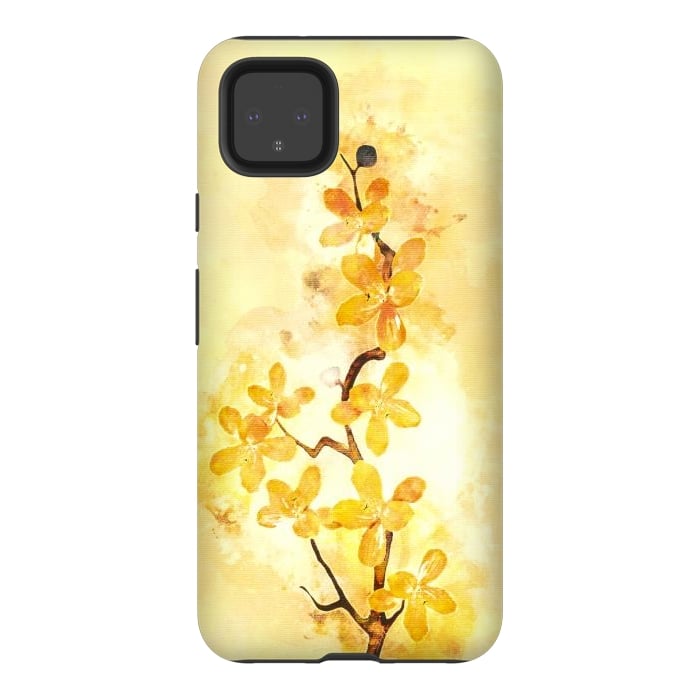 Pixel 4XL StrongFit Yellow Tropical Branch by Creativeaxle