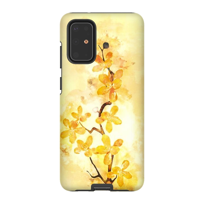 Galaxy S20 Plus StrongFit Yellow Tropical Branch by Creativeaxle