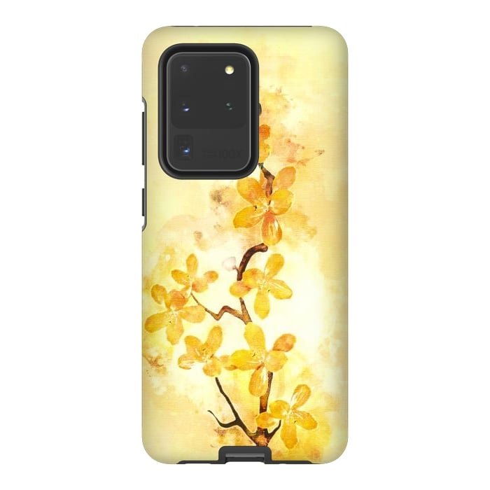 Galaxy S20 Ultra StrongFit Yellow Tropical Branch by Creativeaxle