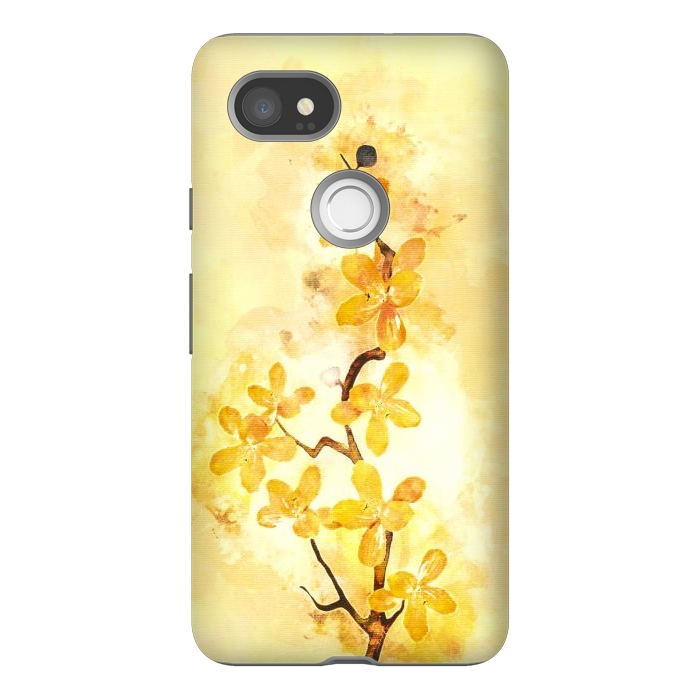 Pixel 2XL StrongFit Yellow Tropical Branch by Creativeaxle