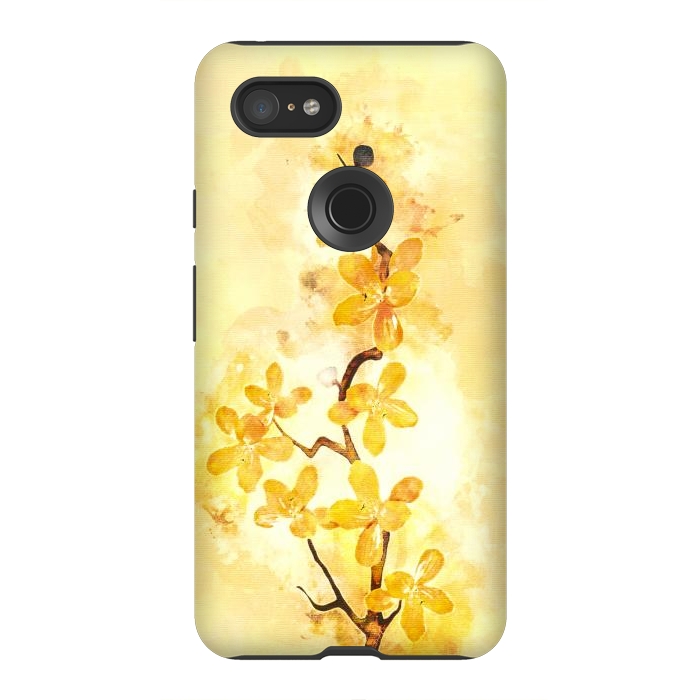 Pixel 3XL StrongFit Yellow Tropical Branch by Creativeaxle