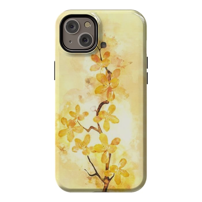 iPhone 14 Plus StrongFit Yellow Tropical Branch by Creativeaxle