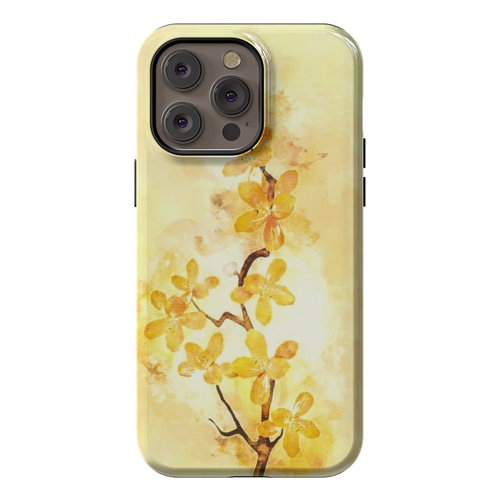 iPhone 14 Pro max StrongFit Yellow Tropical Branch by Creativeaxle