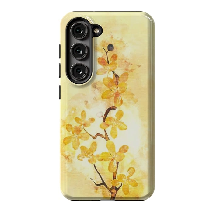 Galaxy S23 StrongFit Yellow Tropical Branch by Creativeaxle