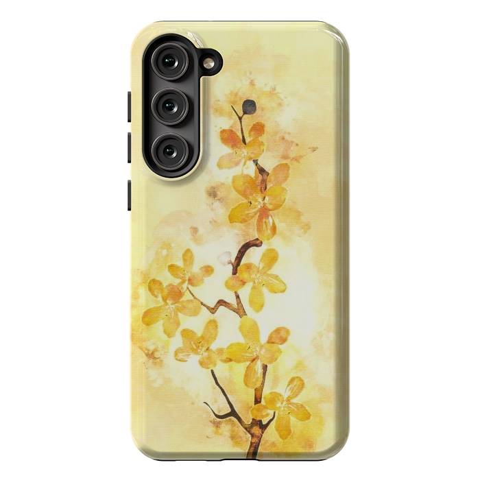 Galaxy S23 Plus StrongFit Yellow Tropical Branch by Creativeaxle