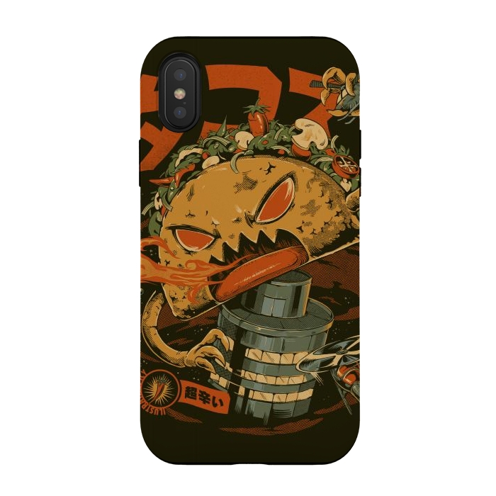 iPhone Xs / X StrongFit Spicy Taco Attack by Ilustrata