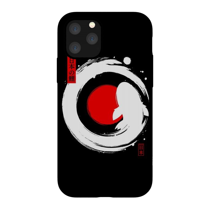 iPhone 11 Pro StrongFit White Koi Japanese Enso by LM2Kone