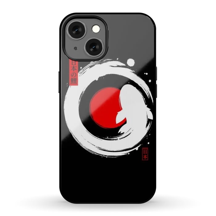 iPhone 13 StrongFit White Koi Japanese Enso by LM2Kone