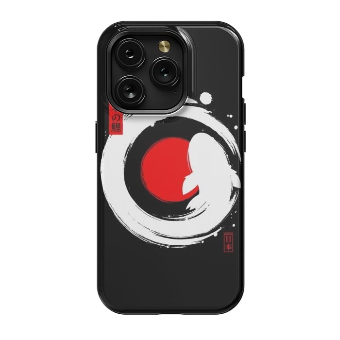 iPhone 15 Pro StrongFit White Koi Japanese Enso by LM2Kone