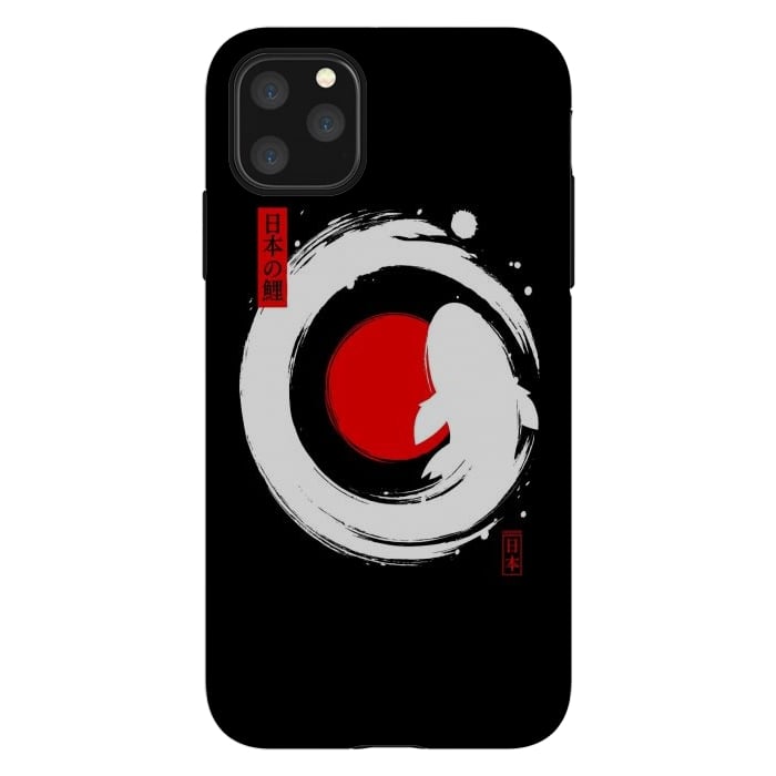 iPhone 11 Pro Max StrongFit White Koi Japanese Enso by LM2Kone