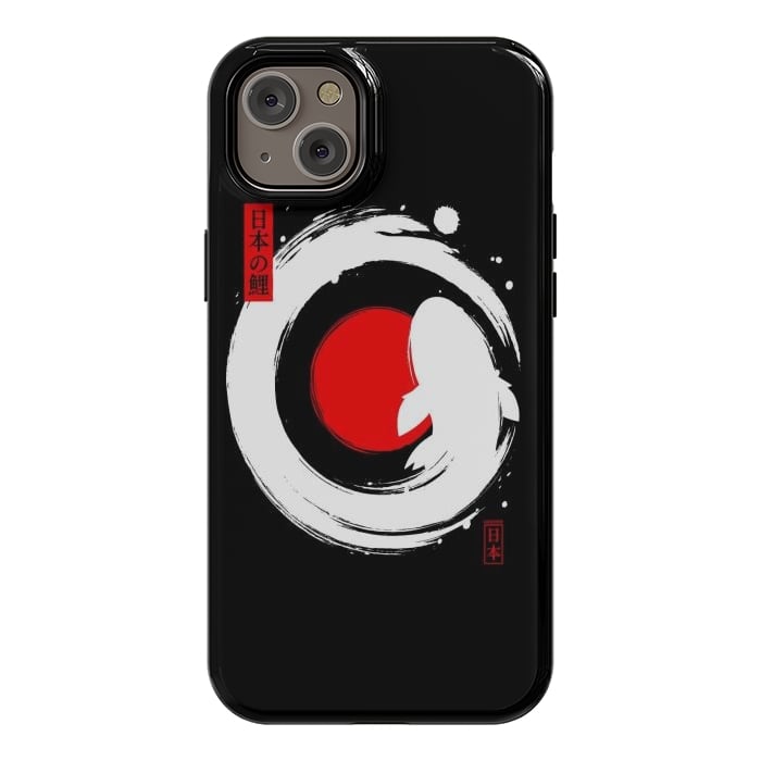 iPhone 14 Plus StrongFit White Koi Japanese Enso by LM2Kone
