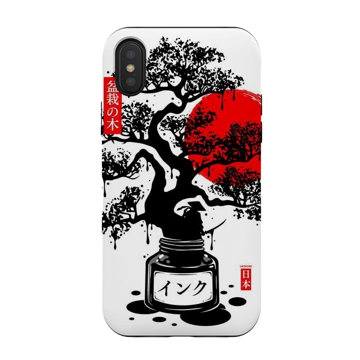 iPhone Xs / X StrongFit Black Bonsai Japanese Ink by LM2Kone