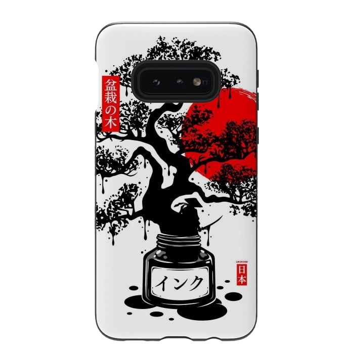 Galaxy S10e StrongFit Black Bonsai Japanese Ink by LM2Kone