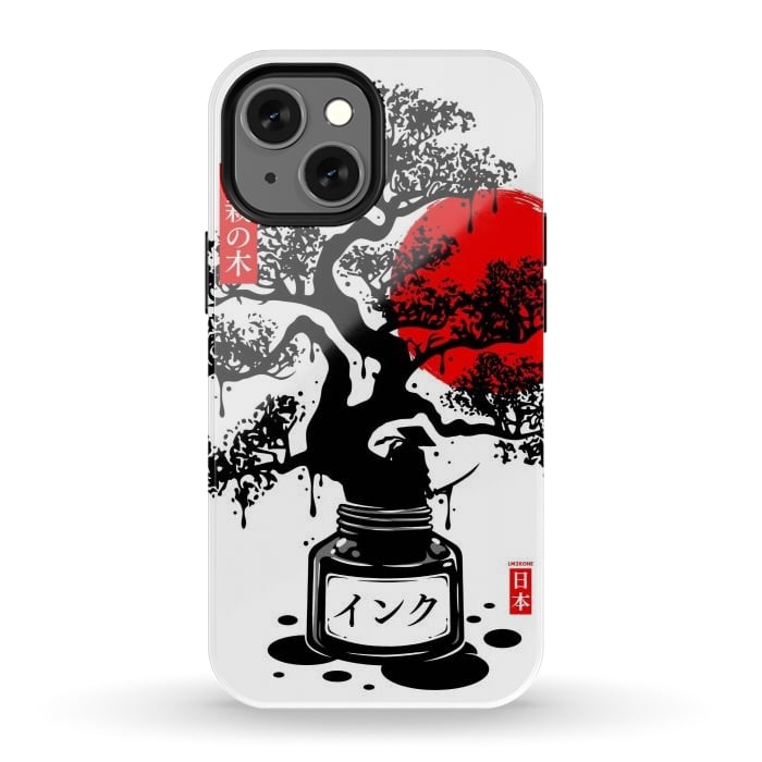 iPhone 12 mini StrongFit Black Bonsai Japanese Ink by LM2Kone