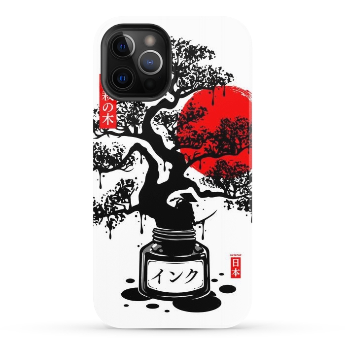 iPhone 12 Pro StrongFit Black Bonsai Japanese Ink by LM2Kone