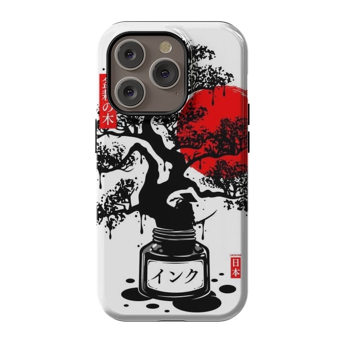 iPhone 14 Pro StrongFit Black Bonsai Japanese Ink by LM2Kone