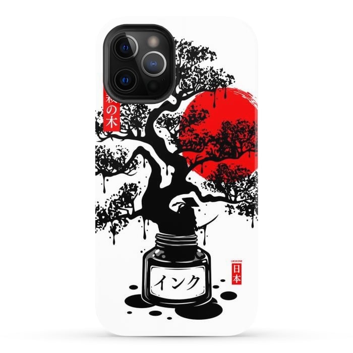 iPhone 12 Pro Max StrongFit Black Bonsai Japanese Ink by LM2Kone