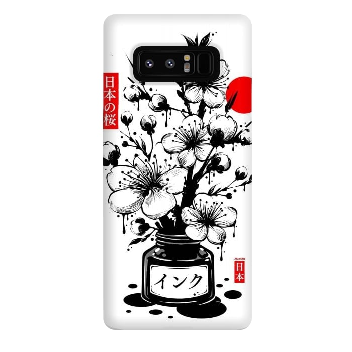 Galaxy Note 8 StrongFit Black Cherry Blossom Japanese Ink by LM2Kone