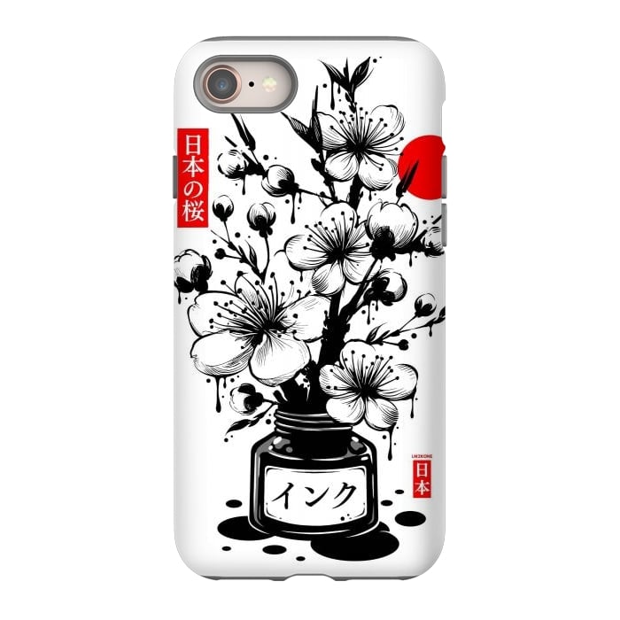 iPhone 8 StrongFit Black Cherry Blossom Japanese Ink by LM2Kone