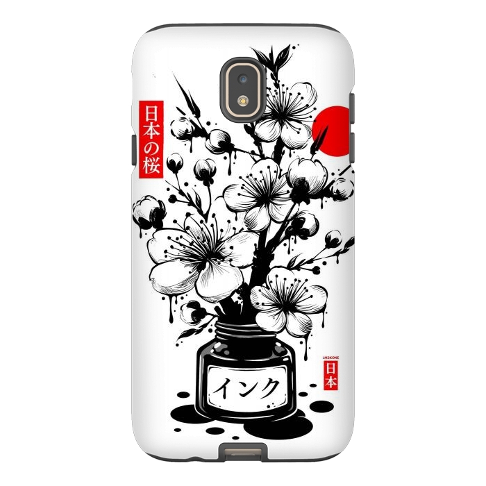 Galaxy J7 StrongFit Black Cherry Blossom Japanese Ink by LM2Kone