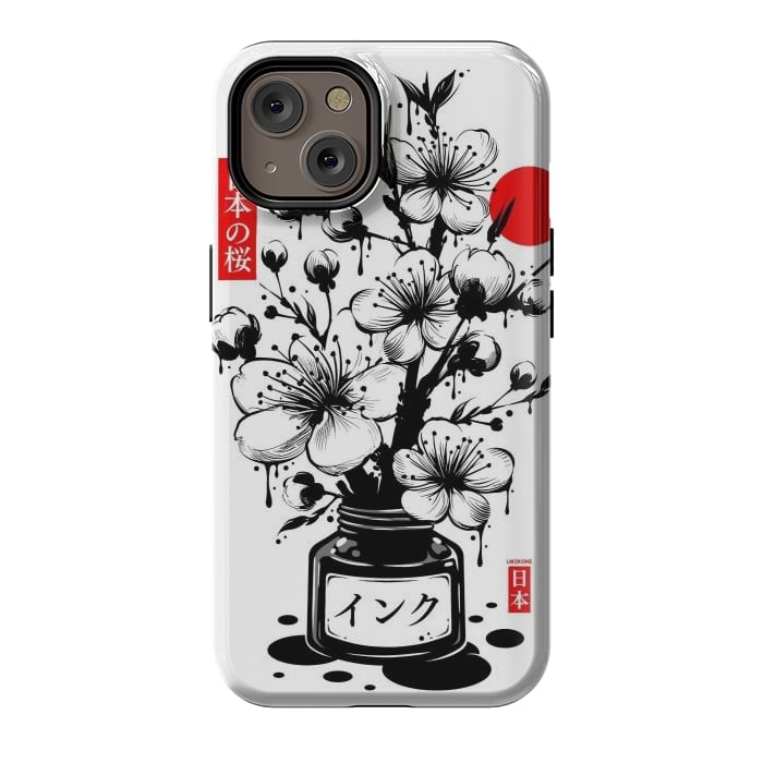 iPhone 14 StrongFit Black Cherry Blossom Japanese Ink by LM2Kone