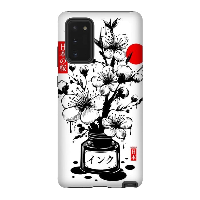 Galaxy Note 20 StrongFit Black Cherry Blossom Japanese Ink by LM2Kone