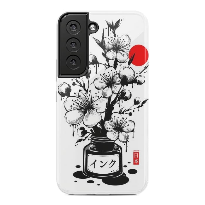 Galaxy S22 StrongFit Black Cherry Blossom Japanese Ink by LM2Kone