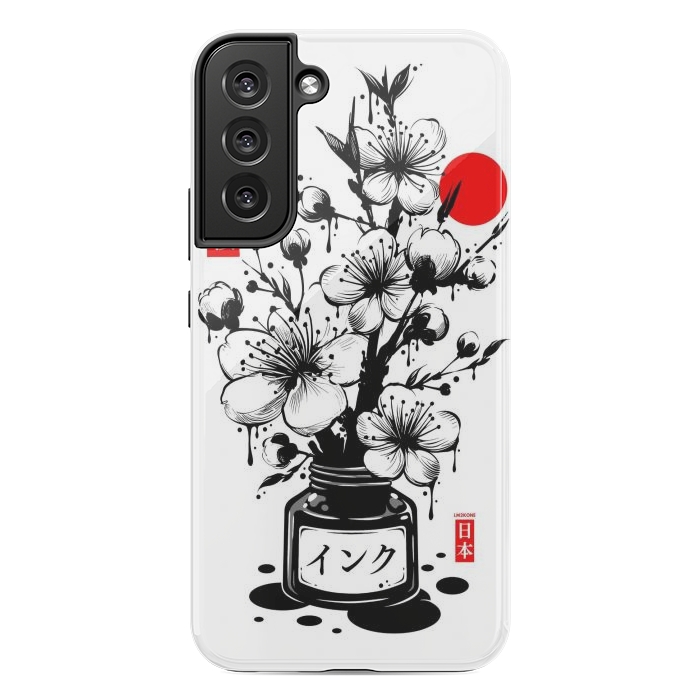 Galaxy S22 plus StrongFit Black Cherry Blossom Japanese Ink by LM2Kone