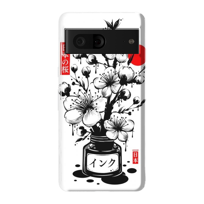 Pixel 7 StrongFit Black Cherry Blossom Japanese Ink by LM2Kone