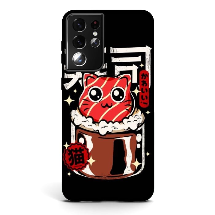 Galaxy S21 ultra StrongFit Neko Sushi Cat by LM2Kone