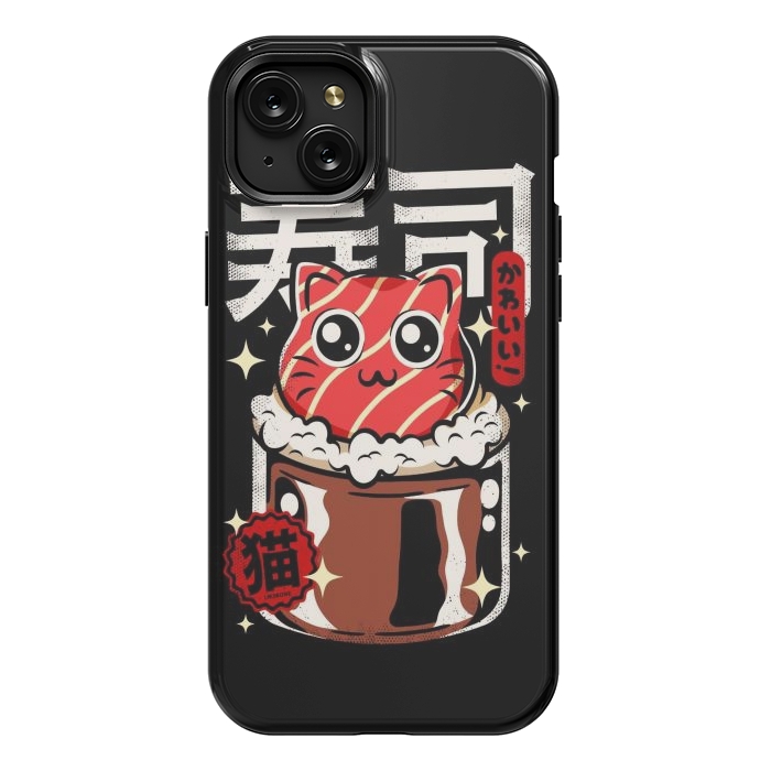 iPhone 15 Plus StrongFit Neko Sushi Cat by LM2Kone