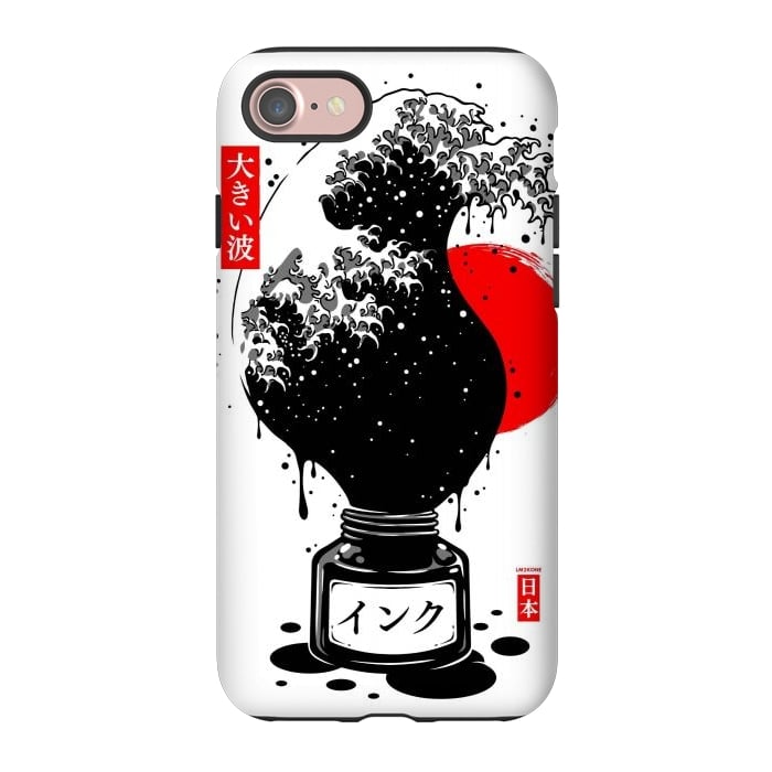 iPhone 7 StrongFit Black Kanagawa's wave Japanese Ink by LM2Kone