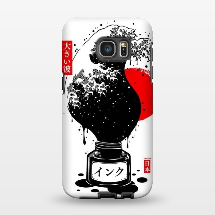Galaxy S7 EDGE StrongFit Black Kanagawa's wave Japanese Ink by LM2Kone