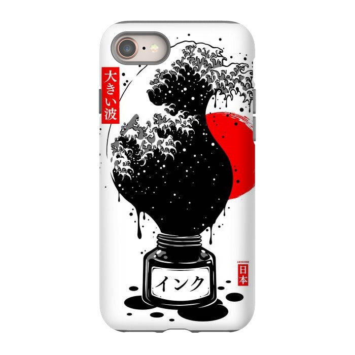 iPhone 8 StrongFit Black Kanagawa's wave Japanese Ink by LM2Kone
