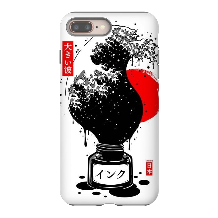 iPhone 8 plus StrongFit Black Kanagawa's wave Japanese Ink by LM2Kone