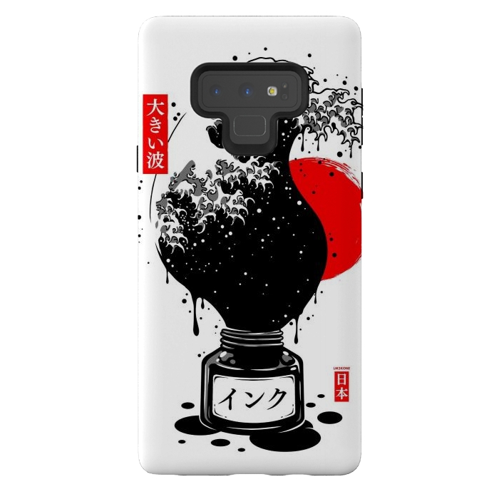 Galaxy Note 9 StrongFit Black Kanagawa's wave Japanese Ink by LM2Kone