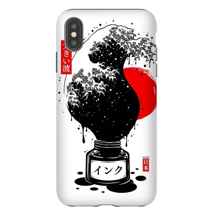 iPhone Xs Max StrongFit Black Kanagawa's wave Japanese Ink by LM2Kone