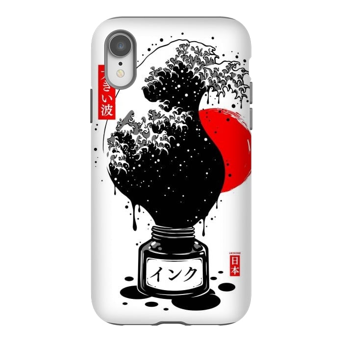 iPhone Xr StrongFit Black Kanagawa's wave Japanese Ink by LM2Kone