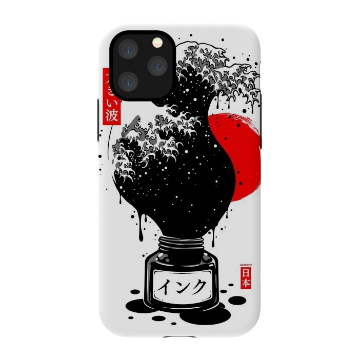 iPhone 11 Pro StrongFit Black Kanagawa's wave Japanese Ink by LM2Kone
