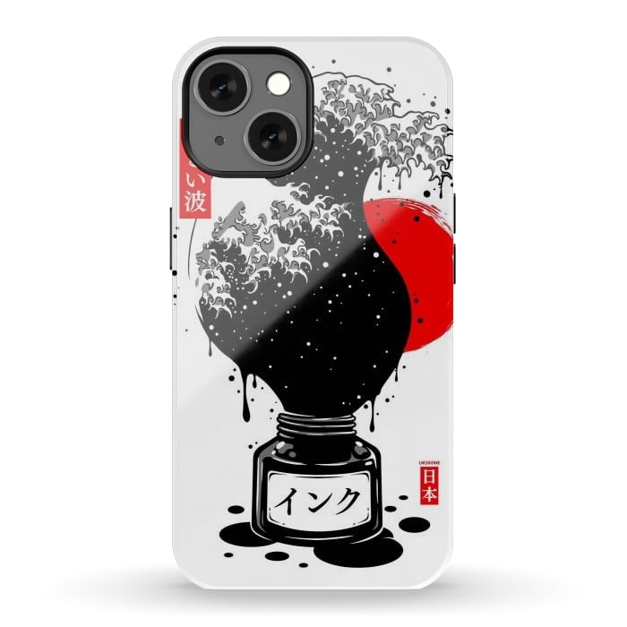 iPhone 13 StrongFit Black Kanagawa's wave Japanese Ink by LM2Kone