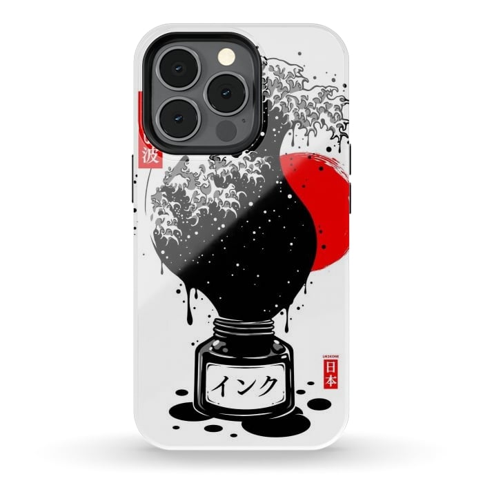 iPhone 13 pro StrongFit Black Kanagawa's wave Japanese Ink by LM2Kone
