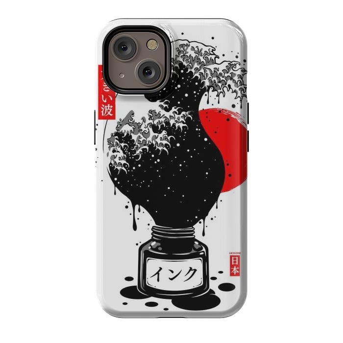 iPhone 14 StrongFit Black Kanagawa's wave Japanese Ink by LM2Kone
